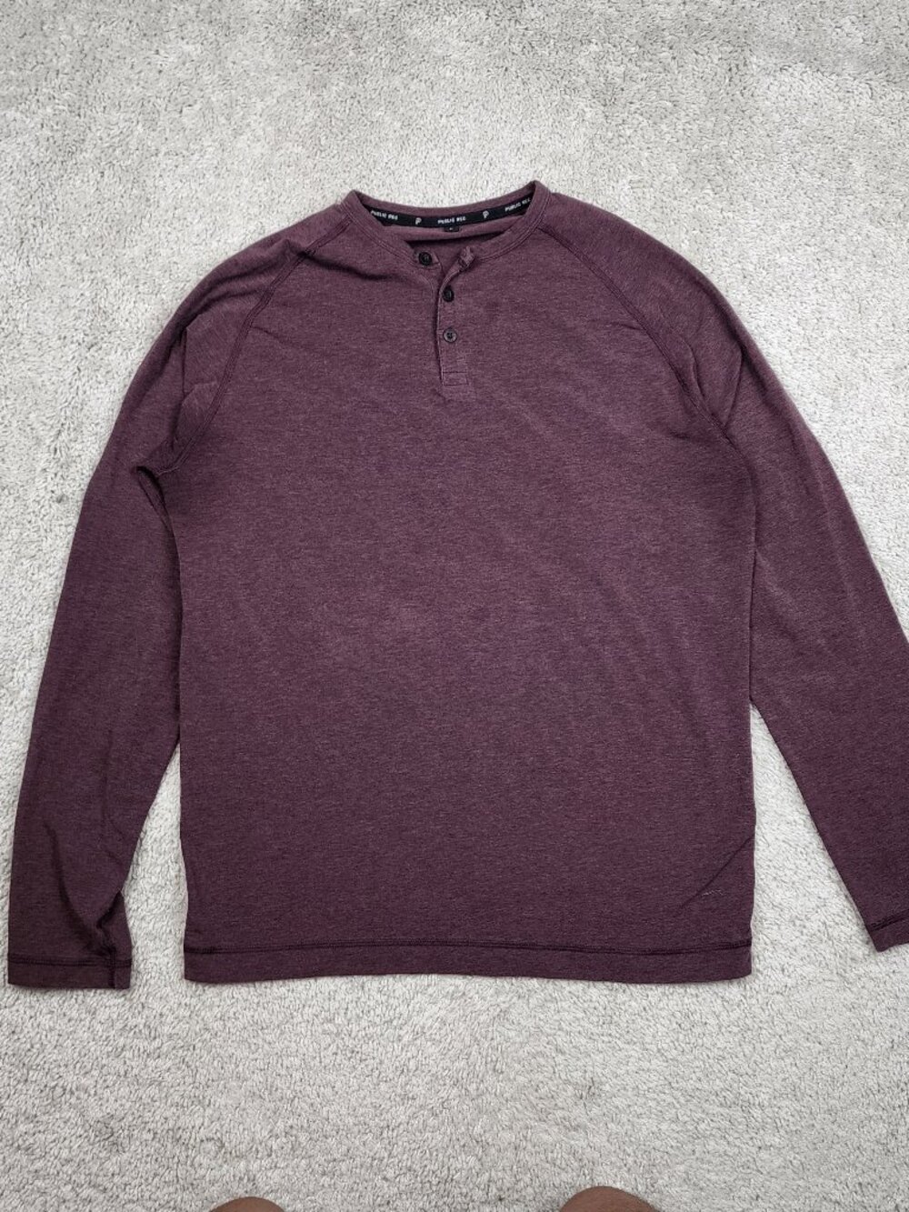 Public Rec Henley Shirt Mens Large Red Long Sleeve Pima Cotton Tencel Stretch